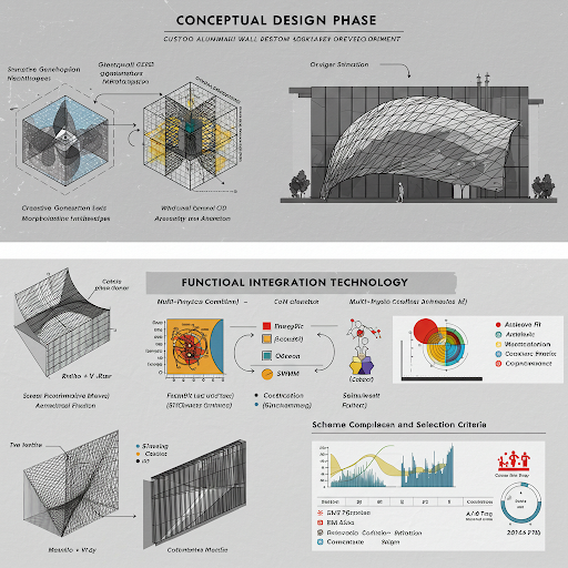 Conceptual design process for custom aluminum curtain wall with parametric modeling and performance analysis