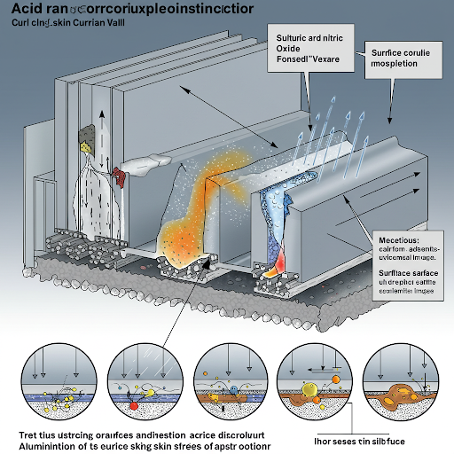 Aluminum Panel Acid Rain Corrosion Illustration